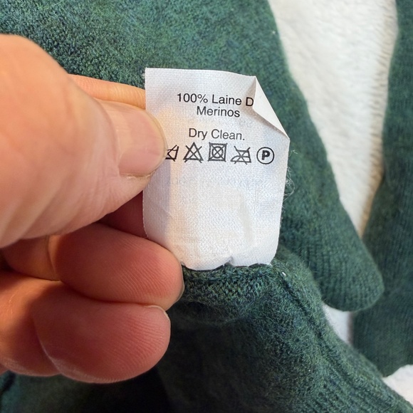 J Crew Sweater Mens Size Large Hunter Green 100% Merino V-Neck Slim Fit - Picture 5 of 8